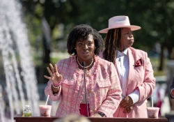 October 3, 2023: Senator Jay Costa joins the PA Breast Cancer Coalition as they kickoff Breast Cancer Awareness Month by turning the State Capitol East Wing Fountain pink. The PA Breast Cancer Coalition celebrating its 30th anniversary this year.