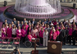 October 3, 2023: Senator Jay Costa joins the PA Breast Cancer Coalition as they kickoff Breast Cancer Awareness Month by turning the State Capitol East Wing Fountain pink. The PA Breast Cancer Coalition celebrating its 30th anniversary this year.