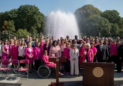 October 3, 2023: Senator Jay Costa joins the PA Breast Cancer Coalition as they kickoff Breast Cancer Awareness Month by turning the State Capitol East Wing Fountain pink. The PA Breast Cancer Coalition celebrating its 30th anniversary this year.