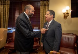 October 26, 2022: Senator Jay Costa visits with Franco Harris at the State Capitol