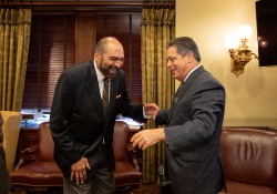 October 26, 2022: Senator Jay Costa visits with Franco Harris at the State Capitol