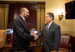 October 26, 2022: Senator Jay Costa visits with Franco Harris at the State Capitol
