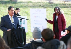 November 21, 2022: Sen. Costa speaks the groundbreaking for the Gladstone Residences project at Gladstone Middle School in Hazelwood.