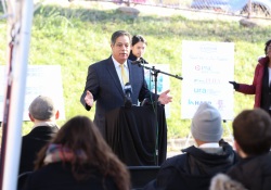 November 21, 2022: Sen. Costa speaks the groundbreaking for the Gladstone Residences project at Gladstone Middle School in Hazelwood.