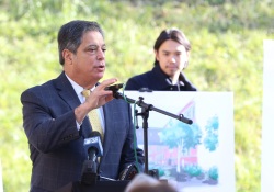 November 21, 2022: Sen. Costa speaks the groundbreaking for the Gladstone Residences project at Gladstone Middle School in Hazelwood.