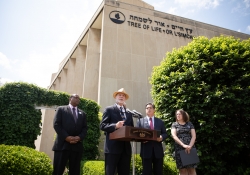 May 9, 2019: Senator Jay Costa joins fellow members of the Pennsylvania House and Senate outside the Tree of Life Synagogue in the Squirrel Hill neighborhood of Pittsburgh to announce plans for legislation that will address hate crimes.