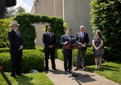 May 9, 2019: Senator Jay Costa joins fellow members of the Pennsylvania House and Senate outside the Tree of Life Synagogue in the Squirrel Hill neighborhood of Pittsburgh to announce plans for legislation that will address hate crimes.