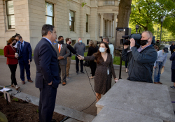 May 11, 2021: Senator Costa attends PA Hunger Garden Dedication at the state Capitol. The bipartisan, bicameral Hunger Caucus works together with local master gardeners to provide hundreds of pounds of food from this garden every year for local organizations that fight food insecurity, including Downtown Daily Bread and the Central PA Food Bank.