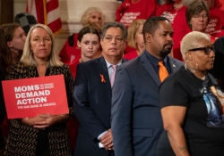 October 4, 2023: Senator Jay Costa joined colleagues and Moms Demand Action Executive Director Angela Ferrell-Zabala and Over 100 Gun Safety Advocates at Statehouse to Call for Action on Gun Safety During Annual Advocacy Day.