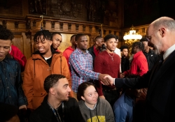 February 4, 2019: Senator Jay Costa and Gov. Tom Wolf welcome the 2018  state championships Penn Hills Football team to the capitol.