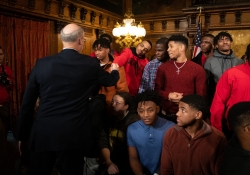 February 4, 2019: Senator Jay Costa and Gov. Tom Wolf welcome the 2018  state championships Penn Hills Football team to the capitol.