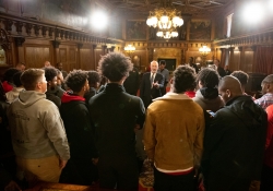 February 4, 2019: Senator Jay Costa and Gov. Tom Wolf welcome the 2018  state championships Penn Hills Football team to the capitol.