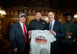 February 4, 2019: Senator Jay Costa and Gov. Tom Wolf welcome the 2018  state championships Penn Hills Football team to the capitol.