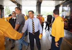 September 4, 2019: Senators get a taste of first responder training with the Pittsburgh firefighters.