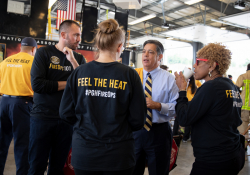 September 4, 2019: Senators get a taste of first responder training with the Pittsburgh firefighters.