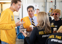 September 4, 2019: Senators get a taste of first responder training with the Pittsburgh firefighters.