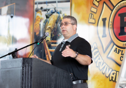 September 4, 2019: Senators get a taste of first responder training with the Pittsburgh firefighters.