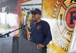 September 4, 2019: Senators get a taste of first responder training with the Pittsburgh firefighters.