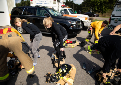 September 4, 2019: Senators get a taste of first responder training with the Pittsburgh firefighters.