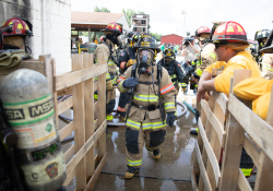 September 4, 2019: Senators get a taste of first responder training with the Pittsburgh firefighters.