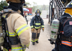 September 4, 2019: Senators get a taste of first responder training with the Pittsburgh firefighters.