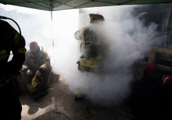 September 4, 2019: Senators get a taste of first responder training with the Pittsburgh firefighters.