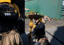 September 4, 2019: Senators get a taste of first responder training with the Pittsburgh firefighters.