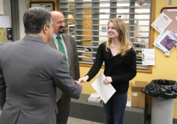 May 14, 2019: Senator Costa visits with teachers and students during his tour of Riverview Junior Senior High School in Oakmont.
