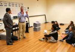 May 14, 2019: Senator Costa visits with teachers and students during his tour of Riverview Junior Senior High School in Oakmont.