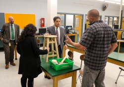 May 14, 2019: Senator Costa visits with teachers and students during his tour of Riverview Junior Senior High School in Oakmont.