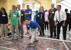 May 9, 2023: Sens. Costa and Tartaglione participated in the Special Olympics Unified Government Bocce Challenge tonight in the East Wing Rotunda. The annual event, which pulls together student athletes, Special Olympians and government officials as teammates, had been on hiatus since 2019.