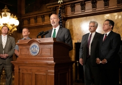 June 11, 2019: Senator Costa joins Governor Tom Wolf and Rep. Mike Sturla to introduce legislation that will charge municipalities a reasonable, per capita fee to use troopers as their primary source of law enforcement to assist in funding the State Police.