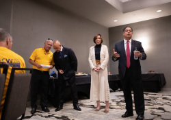 September 24, 2019: Sens. Costa, Hughes and Iovino speak to UFCW shop stewards in Harrisburg .