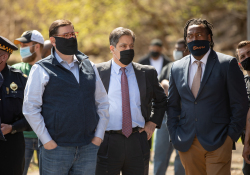 April 6, 2021:  Senator Costa joins members of the community at Quarry Field to condemn the horrible racist graffiti that was sprayed around the park.