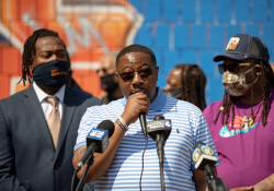 April 6, 2021:  Senator Costa joins members of the community at Quarry Field to condemn the horrible racist graffiti that was sprayed around the park.
