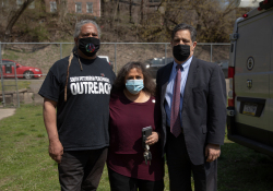 April 6, 2021:  Senator Costa joins members of the community at Quarry Field to condemn the horrible racist graffiti that was sprayed around the park.