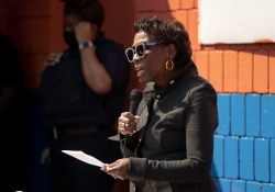 April 6, 2021:  Senator Costa joins members of the community at Quarry Field to condemn the horrible racist graffiti that was sprayed around the park.
