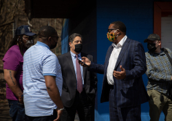 April 6, 2021:  Senator Costa joins members of the community at Quarry Field to condemn the horrible racist graffiti that was sprayed around the park.