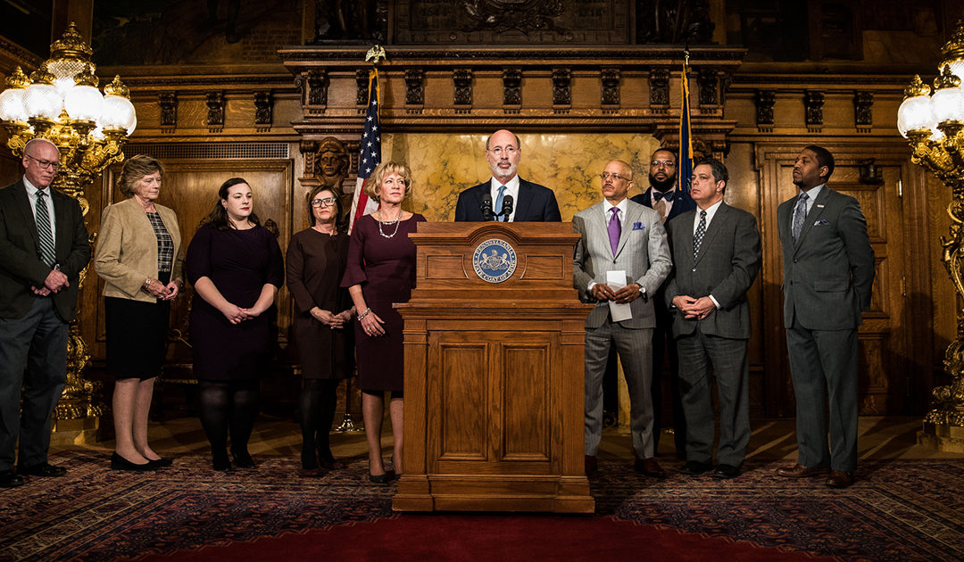 Governor Wolf speaking at a press conference