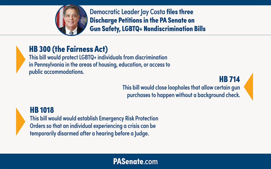 Senator Jay Costa files three Discharge Petitions in PA Senate