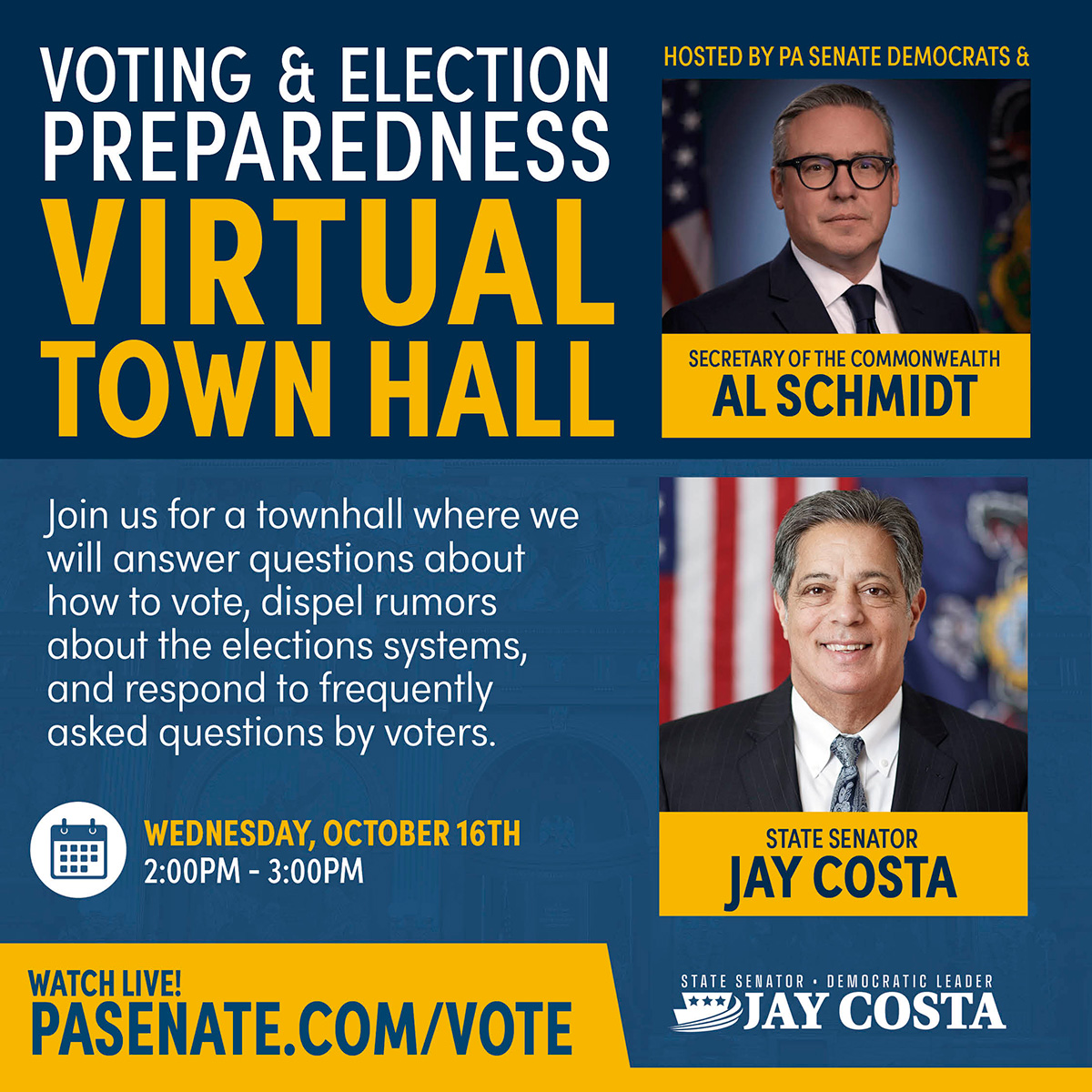 Election Information Town Hall Octubre 16 at 2 PM!